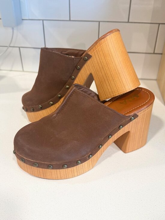 MIA Shoes - MIA Brown Platform Clog Mules Womens Size 7